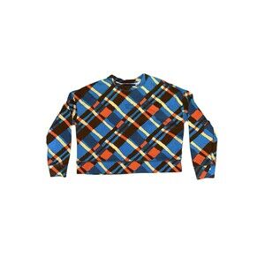 Simon‎ Miller Plaid Sweater Crew Neck Top Preppy Womens S
